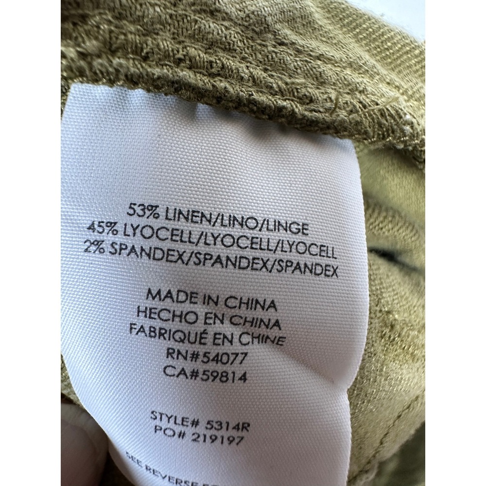 Cabi Linen Blend Sailor Flare Leg Trousers Size 2 Olive Green Beachy Vacay Chic - Picture 7 of 13